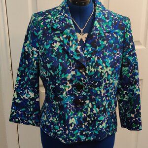 Le Suit 12P blues greens 3 buttons Lining inside Suit Jacket 3/4 sleeves cuffs